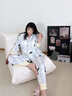 熱妒睡衣女春秋季冰絲長(zhǎng)袖長(zhǎng)褲大碼可愛貓咪可外穿帶胸墊一體套裝 53390（帶胸墊） L 165（L）體重105-125斤 曬單實(shí)拍圖