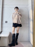 5+褲管靴長(cháng)靴女2025秋冬季新款堆堆靴長(cháng)筒靴西部牛仔靴騎士靴女靴子 黑色-單里 37 曬單實(shí)拍圖