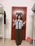 南叮雅格孕婦褲子歐棉絨長(cháng)褲秋冬加絨加厚新款孕期不勒肚子新型窄版闊腿褲 咖色【春秋款】 XXL 曬單實(shí)拍圖