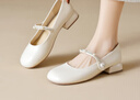 卓詩(shī)尼瑪麗珍女鞋2026年春秋季新款法式優(yōu)雅小皮鞋子淺口仙女風(fēng)單鞋女 米白色 38 曬單實(shí)拍圖