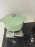 歸.禾器琺瑯鍋多彩鑄鐵鍋微壓多功能燉鍋電磁爐通用搪瓷鍋平底家用湯鍋 淺草綠 24cm 4.1L 曬單實(shí)拍圖