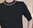 珂萊蒂爾吸濕冰絲針織衫短袖t恤女氣質(zhì)顯瘦黑色上衣女 黑色 M 曬單實拍圖
