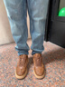 奧康高幫板鞋男鞋夏季2026新款厚底增高英倫風(fēng)馬丁靴男復古休閑鞋 栗子褐 41 曬單實(shí)拍圖