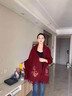 恒源祥羊毛圍巾女中國風(fēng)紅披肩女士婚紗幸福婆婆旗袍婚宴母親風(fēng)秋冬外袍 芳草金酒紅 曬單實(shí)拍圖