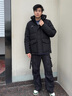 波司登（BOSIDENG）25新款極寒羽絨服男短款90鵝絨科技蓄熱寬松連帽外套B250242301 【趨勢推薦】黑色8056 L 180/100A 體重約140-160斤 曬單實(shí)拍圖