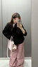 NICEBAD(原WORKSOUT)V翻領(lǐng)套頭毛衣寬松休閑簡(jiǎn)約cleanfit春秋男女 黑色 S 曬單實(shí)拍圖