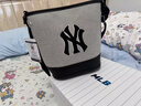 FAVES MLB韓國NY帆布水桶包經(jīng)典老花大容量單肩包時(shí)尚百搭刺繡字母斜挎包 帆布水桶黑色【禮盒款】 曬單實(shí)拍圖