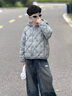 雅鹿2025新款兒童輕薄羽絨服短款男童女童中大童寶寶秋冬薄款外套冬裝 淺藍 130 cm 曬單實(shí)拍圖