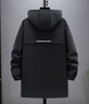 NASA BASE風(fēng)衣男中長(cháng)款秋季潮流外套男士加絨連帽大衣男休閑連帽秋冬季外套 黑色 XL (120-140斤) 曬單實(shí)拍圖