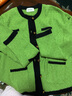 ERDOS 圓領(lǐng)復古小香風(fēng)翻花外套手工刺繡紐扣針織女開(kāi)衫羊絨衫 苔蘚綠 XL 170/92A 曬單實(shí)拍圖