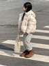 雅鹿2025新款兒童女童羽絨服短款女寶女孩子大童洋氣冬季加厚外套 米白 120 cm 曬單實拍圖