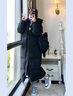 長(cháng)款羽絨服白鴨絨男女同款冬季保暖過(guò)膝校服極寒加絨加厚寬松外套 黑色 M 建議95到110斤 曬單實(shí)拍圖