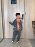G.DUCKKIDS兒童裝男童秋裝套裝2024新款春秋款中大童男孩牛仔帥氣秋季衣服潮 灰色三件套 160cm 曬單實(shí)拍圖