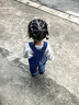 葉余女童牛仔背帶褲春秋季新款寶寶時(shí)髦撞色牛仔褲兒童韓范早秋裝褲子 拼色AB 背帶褲 90 曬單實(shí)拍圖