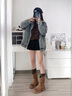 森達西部靴女2025冬新褶皺舒適厚底戶外休閑中筒靴ZTI21DZ5 棕色 35 曬單實拍圖