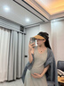 愛(ài)莉安娜孕婦裝春款連衣裙2025新款套裝休閑條紋襯衫時(shí)尚背心裙兩件套 淺灰色背心裙 L 曬單實(shí)拍圖