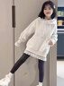 女童秋裝衛衣2025新款春秋女大童蝴蝶結洋氣兒童上衣女孩連帽秋季 灰白色衛衣 160 曬單實(shí)拍圖