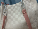 栢啟歆2025新款時(shí)尚休閑手拎包百搭通勤托特包大容量學(xué)生上課單肩腋下包 粉格子單肩包【帶掛件】 曬單實(shí)拍圖