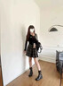 妙侶復(fù)古英倫風(fēng)側(cè)拉鏈短靴女春秋冬季黑色中筒騎士靴粗跟西部牛子靴子 黑色 短筒 現(xiàn)貨 單層 35 (225mm) 曬單實(shí)拍圖