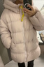 三彩【防水易打理】2025冬季新款連帽羽絨服中長(cháng)90白鴨絨M 淺粉 S 155/80A 曬單實(shí)拍圖