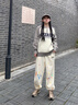 Cebrodz法國 休閑褲男美式褲子春季新款痞帥束腳運動(dòng)寬松潮流百搭衛褲 杏色 L 曬單實(shí)拍圖