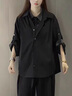 駱森馳（LUOSENCHI）假兩件拼接領(lǐng)帶設計感襯衫上衣女高級感輕奢痞帥秋季休閑西裝外套 黑色【升級款】 M （-115斤） 曬單實(shí)拍圖