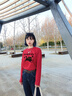 真維斯（JEANSWEST）白色設計感純棉長(cháng)袖T恤女2025春秋季新款小眾薄款內搭打底衫上衣 酒紅 蝴蝶跳跳貓黑 XL 曬單實(shí)拍圖