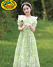 G.DUCKKIDS女童夏裝連衣裙2025新款兒童公主裙洋氣女大童裝夏季女孩裙子夏款 2401綠色 140 cm 曬單實(shí)拍圖