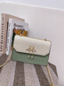 妙麗MILLIE真皮包包女包2025新款拼色高顏值斜挎包時(shí)尚鏈條小方包 米白配綠 曬單實(shí)拍圖