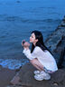 京多夢(mèng) 短裙女 小碎花高腰2025夏季秋季新款防走光海邊度假A字半身裙女 藍橙花卉 M 【建議96-110斤】 曬單實(shí)拍圖
