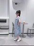 WVD國際品牌女童洋裝夏2025新款女大童假兩件洋派純棉兒童超好看夏季裙子潮 藍色 藍色 120 CM 曬單實(shí)拍圖