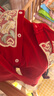 DUUDUU周歲衣服嬰兒短袖連體衣紅色國風夏裝滿月哈衣 刺繡 繁花  59cm  曬單實拍圖