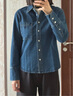 Navigare意大利小帆船長(cháng)袖牛仔襯衫女士2025新款純棉親膚尖領(lǐng)襯衣休閑上衣 海軍藍 M 曬單實(shí)拍圖