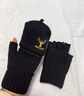 手套男冬天半指情侶學(xué)生寫(xiě)字露指韓版秋冬季針織毛線(xiàn)翻蓋騎行保暖 黑色 曬單實(shí)拍圖