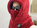 暢印圍脖口罩一體帽子冬季防寒防風(fēng)帽男女毛絨護耳包頭帽保暖套頭帽 圍脖頭套一體帽【紅色】加絨加厚 曬單實(shí)拍圖