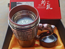 德梵蒂紫砂杯男士款保溫泡茶杯子送爸爸老師紀念水杯禮品LOGO刻字 紅木紋百福-皮盒套裝 401-500ml 曬單實(shí)拍圖