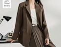 茵曼（INMAN）時(shí)尚通勤小西裝外套2025秋季女裝新款氣質(zhì)簡(jiǎn)約翻駁領(lǐng)上衣 暗咖啡 M 曬單實(shí)拍圖