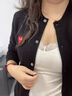 Henny Rue蕾絲吊帶背心女帶胸墊秋冬季毛圈加厚打底衫女V領(lǐng)修身顯瘦內搭 奶白色 均碼（80-140斤） 曬單實(shí)拍圖