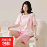 純棉睡衣女夏短袖套裝韓版可愛(ài)夏短褲卡通休閑季家居服2025年新款 淺粉 M 【80-100斤】 曬單實(shí)拍圖