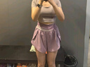 維多利亞旅行者瑜伽服女跑步運動套裝夏季健身服普拉提短袖短褲帶胸墊兩件套紫L 曬單實拍圖