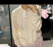 優(yōu)衣庫女裝可機洗紐花針織連帽套頭衫/25秋冬新款478871 01 乳白色 M /160/84 曬單實(shí)拍圖
