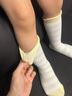 成長寄新生嬰兒襪子春秋純棉無骨襪女寶寶中筒襪抑菌條紋卷邊松口不勒腿 黃色+藍(lán)色+綠色 3-5歲 L碼（建議腳長14-16cm） 曬單實(shí)拍圖