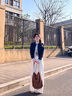 艾珠兒（Aizhuer）休閑褲女裝2025秋季學(xué)院小香風(fēng)針織開(kāi)衫褲子女韓系穿搭一整套裝 藍色假兩件上衣+褲子 M 曬單實(shí)拍圖
