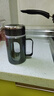 辦公室雙層玻璃水杯帶把手塑殼禮品水杯茶水分離花茶杯子 把手杯-黑色 500ml 曬單實(shí)拍圖