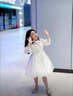 奧萬森aowansen女童禮服輕奢小眾鋼琴演出服兒童生日公主裙女孩主持人花童婚禮裙 2306白色 長袖 +送皇冠 120 cm 曬單實(shí)拍圖
