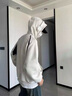 試衣間 復古潮牌撞色拼接開衫連帽衛(wèi)衣男女秋季寬松慵懶開衫外套 白灰色 L 曬單實拍圖