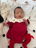 G.DUCKKIDS小黃鴨嬰兒包屁衣春秋長袖新生兒連體衣女寶寶公主滿月周歲哈衣 酒紅色夏款 加襪子 66cm 尺碼建議0-3個月8-12斤 曬單實拍圖