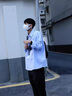 試衣間學(xué)院風(fēng)長袖襯衫男秋季寬松高級(jí)感工裝翻領(lǐng)襯衣學(xué)生休閑外套 藍(lán)色 XL 曬單實(shí)拍圖