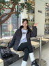 鴨鴨（YAYA）時空道宇系列羽絨服女短款2025秋冬新款立領(lǐng)撞色情侶男面包服外套 熊貓色 M （建議110-130斤） 曬單實拍圖