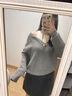 UR春季新款女裝休閑復古撞色假兩件寬松針織衫UWJ940011 中灰花灰 (建議拍小一碼) S 曬單實(shí)拍圖
